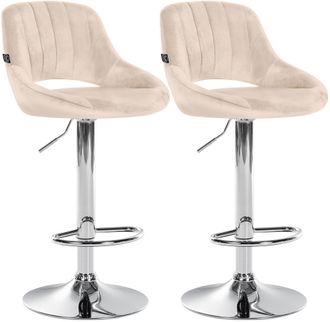 Clp Juego De 2 Taburetes De Bar Milet De Terciopelo Crema Metal Cromado