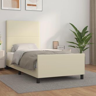 vidaXL Vidaxl - Estructura De Cama Sin Colch&oacute;n Cuero Sint&eacute;tico Crema 90x200 Cm