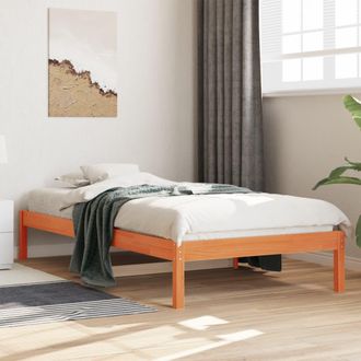 vidaXL Sof&aacute; Cama Sin Colch&oacute;n Madera Maciza Pino Marr&oacute;n Cera 90x200 Cm Vidaxl