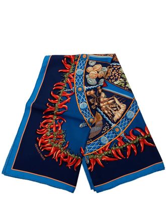 Herm&egrave;s 2000-2025 Aux Pays Des Epices Silk Scarf scarves - women - Silk - One Size - Blue
