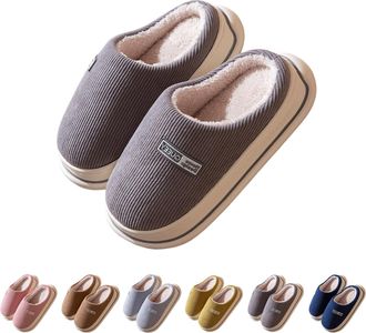 Generic Chunky Sole Slippers Women Matching House Slippers Slip On House Shoes Winter Warm Lined Slipper Mens Plain Slipper Unisex Couple Sliders Memory Foam 