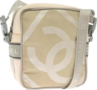 Chanel Pre-owned Cross Body Bags, female, Beige, Size: ONE SIZE Pre-owned Vintage Nylon Cross Body Bag