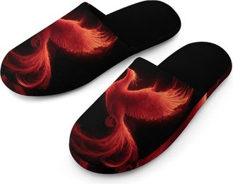 Generic Phoenixbirds Rising Flaming Mens Slippers Warm Non-Slip Houes Shose Spa Slipper for Home Bedroom