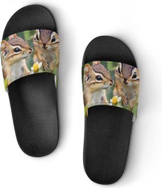 Generic Chipmunks Cute Shower Shoes Slipper for Women Men Beach Slippers Quick Drying Non Slip Open-Toe Sandals