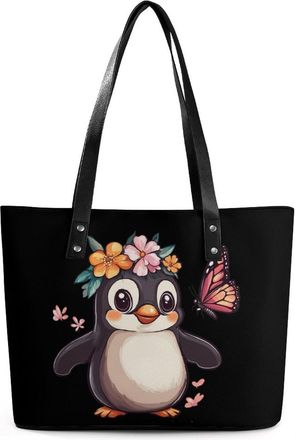 Generic Penguins Butterfly Tote Bags for Women Cute Shoulder Purses Handbags