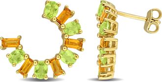 Mimi & Max Multi-Gem Curved Stud Earrings Sterling Silver