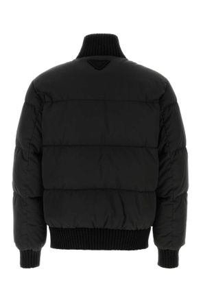 Prada Mens Black Cotton Bomber Jacket Nero Piumini