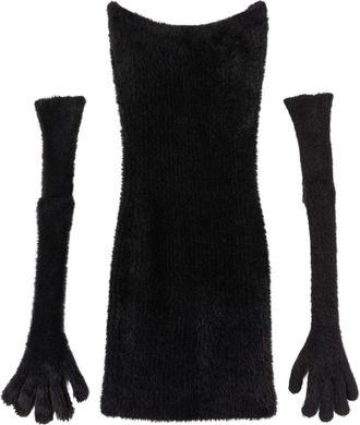 Off-white Fuzzy Gloves Mini Dress - Dames - Korte kleedjes - Zwart - S - Kleedjes