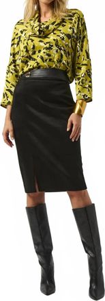 Joseph Ribkoff Animal Print Cowl Neck Three Quarter Sleeves Top In Black/green