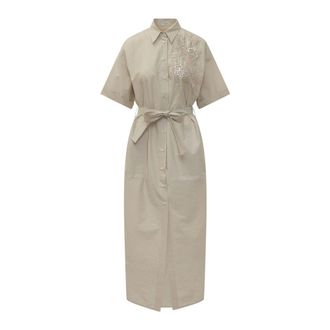 Brunello Cucinelli Brunello Cucinelli, Shirt Dresses, female, Blue, Size: L Midi Shirt Dress