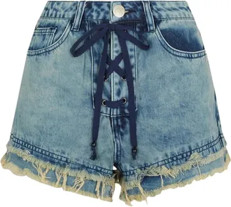F**k Korte Broeken, Dames, Blauw, S, Denim, 0407 Denim Shorts