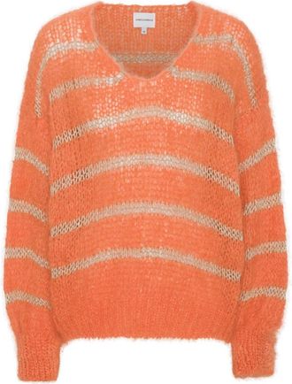 Americandreams Katie LS Knit - Dames - V-hals truien - Oranje - S - Wol - Truien & Vesten