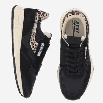 Autry Womens Sneakers Reelwind Ponyskin Black Nylon Trainers