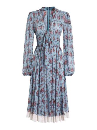 Dolce & Gabbana Midi Dress In Light Blue Cotton And Silk