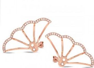 Allurez 0.28ct 14k Rose Gold Diamond Ear Jacket Earrings With Studs