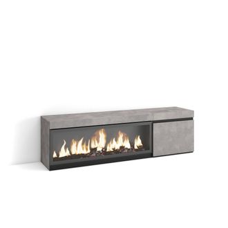 Skraut Home Skraut Home - Mueble Tv, Televisi&oacute;n, Muebles De Sal&oacute;n, Almacenaje, 160, Para Tv Hasta 65, Chimenea El&eacute;ctrica Xxl, Estilo Moderno, Gris Cemento