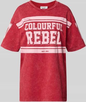 Colourful rebel T-Shirt mit Label-Print in Rot, Gr&ouml;&szlig;e XS