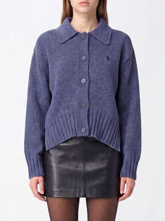 The Attico Wool and Cashmere Polo Cardigan with Embroidered Logo and Dropped Shoulders