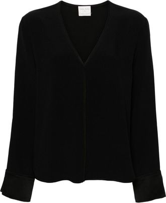 Forte_Forte V-neck crepe blouse - women - Acetate/Viscose - IV - Black