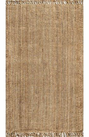 Jonathan Y Designs Pata Hand Woven Chunky Jute with Fringe Area Rug in Natural at Nordstrom, Size 3Ft 0In X 5Ft 0In