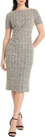 Maggy London Side Ruched Tweed Sheath Dress in Black Multi at Nordstrom Rack, Size 18 (Similar To 16W)