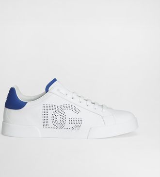 Dolce & Gabbana Printed Calfskin Nappa Strobel Portofino Light Sneakers - Man Sneakers Blue 39.5