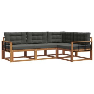 vidaXL Conjunto De Sof&aacute;s De Exterior 4 Pcs Natural Y Antracita Vidaxl