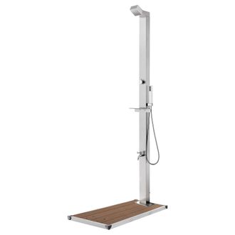 vidaXL Ducha De Jard&iacute;n Con Base Marr&oacute;n 225 Cm De Acero Inoxidable