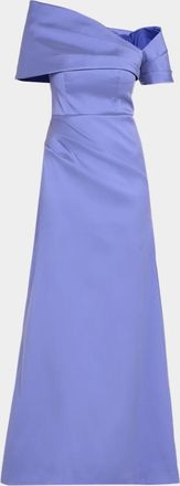 Teri Jon One-Shoulder Stretch Mikado Gown