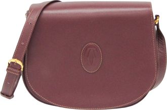 Cartier Must De Cartier Burgundy Leather Shoulder Bag (Pre-Owned)