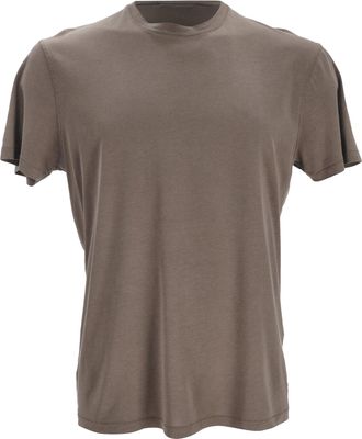 Tom Ford Initials Embroidered Crewneck T-Shirt in Beige Lyocell