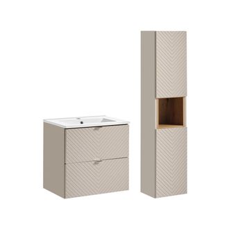Petits Meubles Set de muebles con lavabo encastrado y columna estratificado 60cm