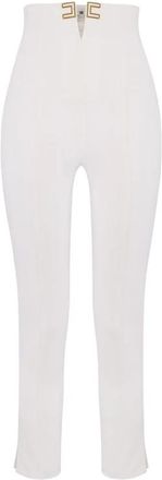Elisabetta Franchi Slim-fit Broeken - Dames - Slim Fit Broeken - Wit - L - Leer - Broeken