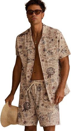 Fabletics Mens The Cabana Button Up in Buttercream Tee Time Florals at Nordstrom, Size Xx-Large