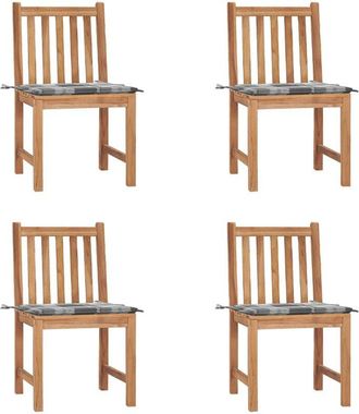 vidaXL Sillas De Jard&iacute;n 4 Unidades Madera Maciza De Teca Con Cojines Vidaxl