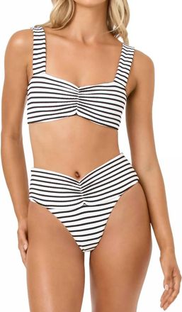 L*Space Bardot Bikini Bottom In Sail Along Stripe