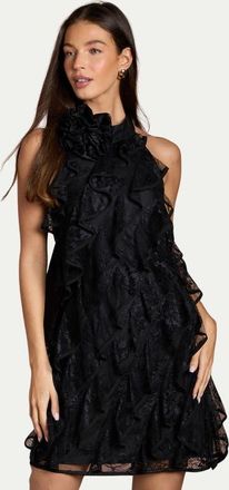 Coast Lace Frill Mini Dress in Black at Nordstrom, Size 10