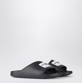 Givenchy Black Rubber Label Slide Flat Mules