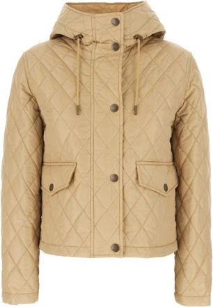 Burberry Pembroke Quilted Cropped Hood Jacket - Dames - Winterjassen - Beige - L - Polyester - Jassen