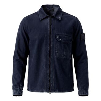 Stone Island Katoenen jas met borstzak - Heren - Jassen - Blauw - Maat: L Katoen