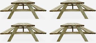Sweeek Mesa De Picnic De Madera De 6 Plazas, Set De 4