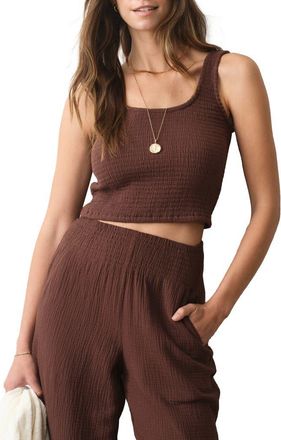 Marine Layer Coralina Smocked Crop Tank in Chocolate at Nordstrom, Size X-Small
