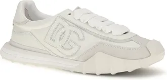 Dolce & Gabbana Athletic Fabric and Leather Sneakers - White
