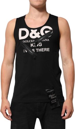 Dolce & Gabbana Zwarte Katoenen Mouwloze Tanktop DG Logo Heren T-shirt
