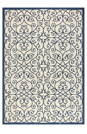 Jonathan Y Designs Madrid Vintage Filigree Textured Weave Indoor/Outdoor Area Rug in Navy/beige at Nordstrom, Size 4Ft 0In X 6Ft 0In