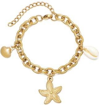Adornia 18K Gold Plated Starfish & Shell Charm Bracelet at Nordstrom Rack
