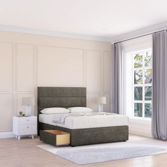 Sloomy Texas Dumfries Bed Set With No Drawers Mattress & 54 Headboard in Dark Grey | Size: Small Double