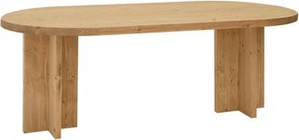 Deco Wood Mesa de comedor de madera maciza ovalada en tono medio 160x75cm