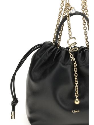 Chlo&eacute; Womens Mini Shoulder Bag Icons Black Calf Leather