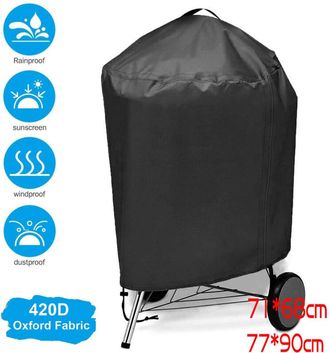 OEM Housse Barbecue - Polyester 420d Enduit - Imperm&eacute;able Uv R&eacute;sistant - Pour Barbecue Rond - Diam&egrave;tre 166 Cm Hauteur 61 Cm - 1 Pi&egrave;ce
